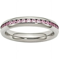 Primalni čelični nehrđajući čelik oktobar Pink CZ prsten