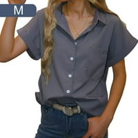 Maytalsoy ženska majica s kratkim rukavima bluza sa džepnim radnom stranom Datum elegantne prozračne ljetne