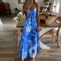 Roliyen Maxi haljine za žene snimka V-izrez bez rukava bez rukava na plaži na plaži uz naplatu za riblju