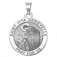 Saint Itta DeNievelle religijska medalja veličina nikla-čvrstog 14k bijelog zlata