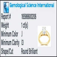 1. Karat T. W. GSI certificirani dijamant 14kt zaručnički prsten od žutog zlata