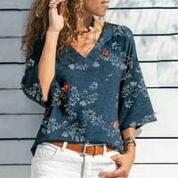 Ženska seksi V izrez T majica Bluza Batwing rukava majica Ležerne prilike Casual Labavi vintage cvjetni
