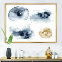 PROIZVODNJAK Sažetak zlatnog i tamnog plavog oblaka moderno uokvirene platnene zidne umjetnosti