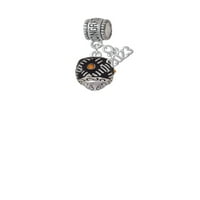 Delight nakit silvertone dijagonalna traka sa žutom kristalom Spinner Čestitamo Charm perla sa Dangle