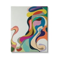 Stupell Industries Modern Swirled Fluid Shapes round Retro Design grafički Art Gallery Wrapped Canvas