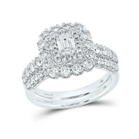 14k bijeli zlatni smaragdni dijamant za vjenčani prsten 1- cttw