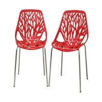 Baxton Studio Birch Sapling Crvena plastika Moderna stolica za ručavanje