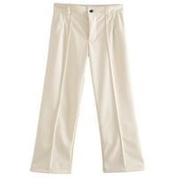 Avamo Fau Kožne hlače za žene Čvrsto boje visoke struke ravne pantalone za noge Vintage Streetwear PU