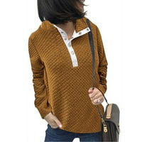 Yubatuo ženski džemper čvrsta boja Patchwork Dugme visokih ovratnika Dugi pulover Duks džemperi za žene
