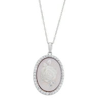 Brilliance Fine Jewelry Oval SEDEF, Kristal, privjesak od ruže u srebru, 18