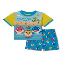 Dječji morski pas Toddler Boys Loot Fit Short rukav Top & Hotchas Pajamas, dvodijelni set, veličina 2T-5T