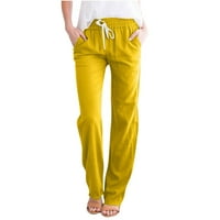 Žene ljetne povremene pamučne hlače elastične struke ravne noge vrećaste pantalone solidne salonske pantalone