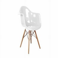 Klasična stolica za ručicu od stakloplastike bijele drvene noge