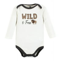 Hudson Baby Infent Boy Pamuk Dugi rukav Bodysuits, Wild Buffalo 7-pack, novorođenčad