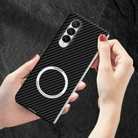 - Lion za Samsung Galaxy Z Fold Magnetic Case, Carbon Fiber Texture Mag Safe Slim Case lagani All - Inclusive