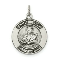 Carat in Karats Sterling Silver Antiqued Saint Lucy Medal privjesak sa lancem od Sterling srebra lančić