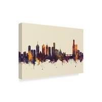 Zaštitni znak Fine Art 'Melbourne Australia Skyline III' Canvas Art by Michael Thpsett