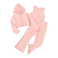Patpat Girls Pink zip up hoodie & tenk Top & Hlače Aktivno postavljene veličine 5-12