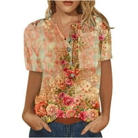 Ženske ljetne majice kratkih rukava s masnom dolje od vrata cvjetne tiskane tunike The Trendy casual tops