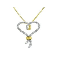 Sjajnog likovnog nakita 14kt žuto zlato preko sterlinga srebrnog karata T.W. Diamond Heart Privjesak,