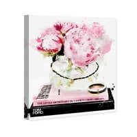 Wynwood Studio cvjetni i botanički zidni umjetničko platno otiska 'elegantno jutro' cvjetovi - ružičasta, crna