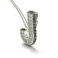 Kolekcija Sterling Silver Sapphire & Diamond Accent Početna Privjesak ogrlica