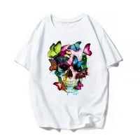 Djevojka kratki rukav T-shirt Lobanja leptir štampani bijele Tshirt Casual Funny Tee ženski Harajuku T