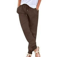 Cotonie Womens konusne pamučne pantalone od pune boje vuče elastične hlače za struk casual pantalone sa