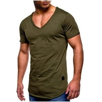 Ljetni vrhovi za muškarce V izrez kratki rukav majica Majica pune boje casual labavi fit svakodnevni osnovni