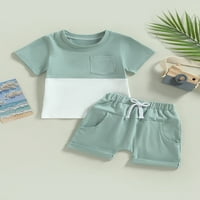 Peyakidsaa Baby Boys Patchwork Outfit Set kratkih rukava majica i šorc Set odjeće za dječake
