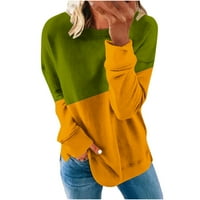 Duks za žene Boja blok pulover vrhove ugodno dugih rukava casual osnovna posadna zastava Fall odjeća majica