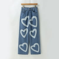 Žene Ležerne prilike za srce Street Loose Cargo Pants džepovi Jeans Jean Hlače za žene Plus size Žene