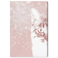 Wynwood Studio 'Fancy Feline' Životinje Wall Art Canvas Print - Ružičasta, Bijela, 20 30