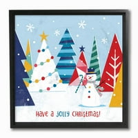 Stupell industrije imaju veseli Božićni dizajn za šumske praznike snjegovića framed zidna Umjetnost umjetnika