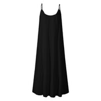 DMQupv opremljene haljine za žene Ležerne ljetne ženske haljine bez haljina Maxi haljina Čvrsta plaža Žene Ljetne haljine Duga haljina
