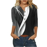 Ženski ljetni vrhovi modni ležerni rukavi s dugmetom majica za vrat Print Top bluza Bohemain Plus Size